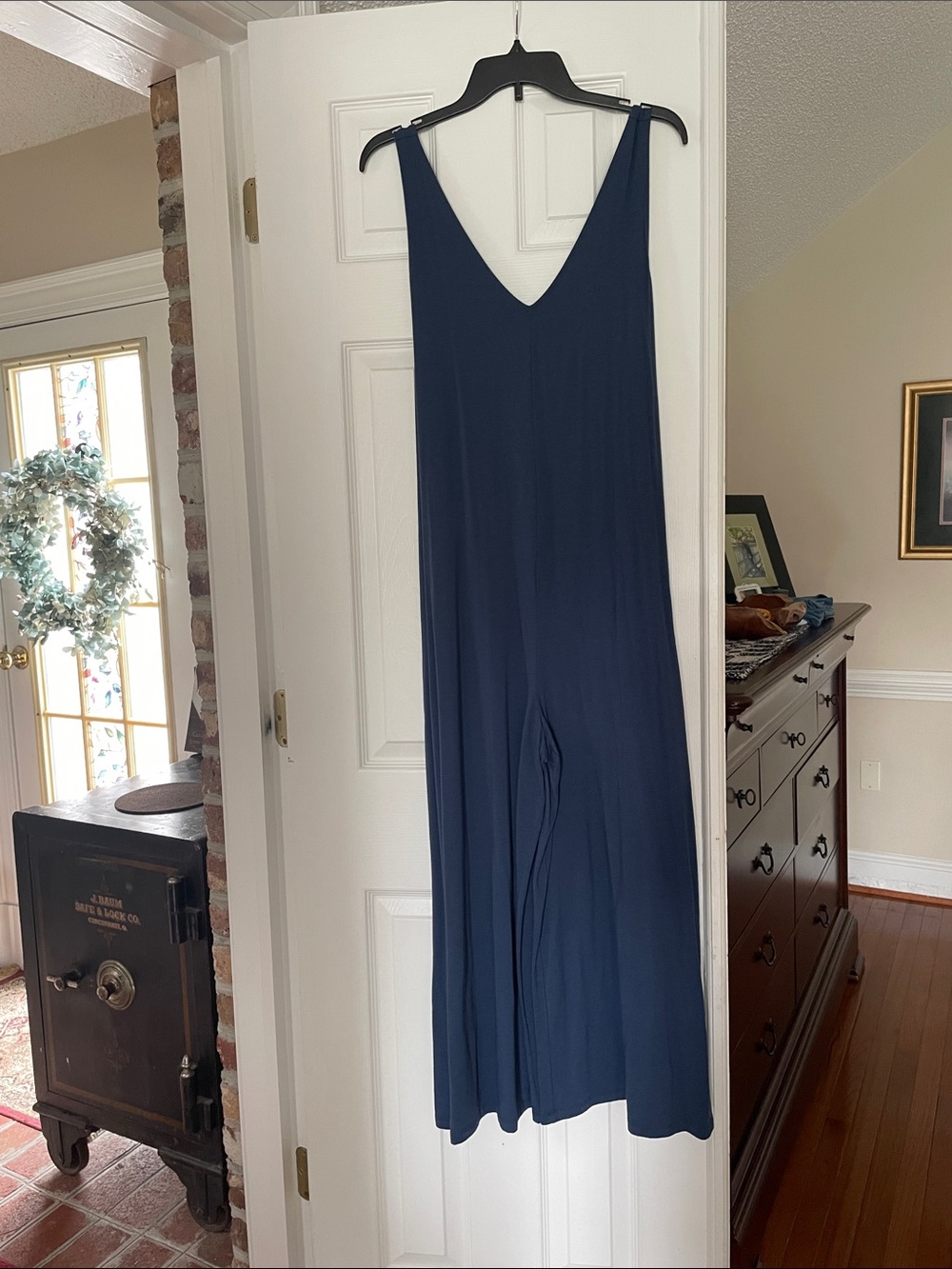 AnyBody Deep Navy V-Neck Wide-Leg Jumpsuit